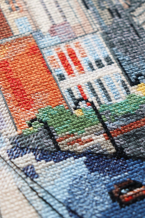 Cross Stitch Kit Cityscape, 14 Count White Canvas, 33 Colors, 50x25 cm, Abris Art AAH-219