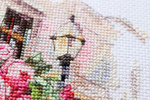 Cross Stitch Kit “Long-Awaited Date” 23 x 23 cm, Abris Art, 34 Colors, 14-Count White Canvas, SAGA Chart