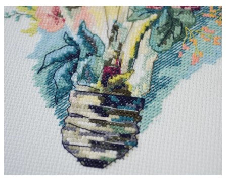 Cross Stitch Kit Floral Design, 14 Count White Canvas, 26 Colors, Abris Art Bright Thoughts, 16 x 19 cm, SAGA Compatible