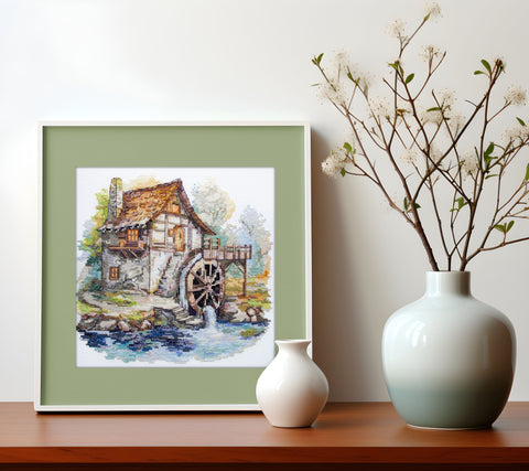 Cross Stitch Kit Symphony of Water, Abris Art, 14 Count Aida, 40 Colors, 22 x 22 cm Water Scene Design