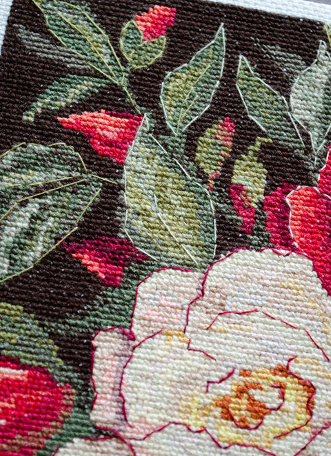Cross Stitch Embroidery Kit, Decorative Scene, 25 Colors, White 18-Count Canvas, 18x28 cm, Abris Art AAH-244