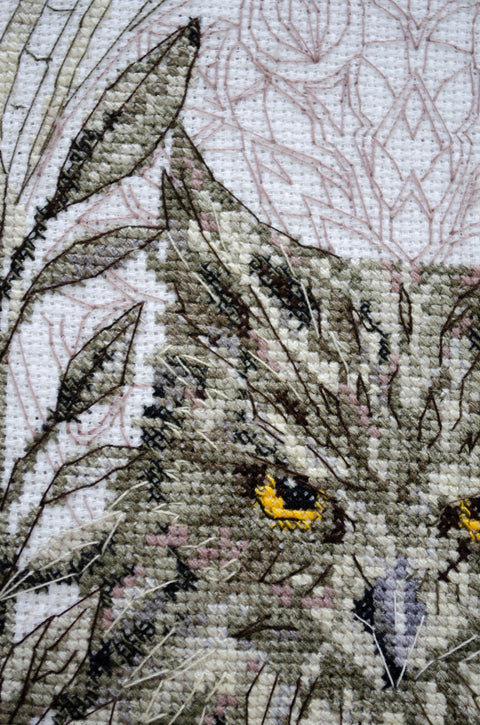 Cross Stitch Kit, Bedtime Story Fairy Tale Design, Abris Art, 14 Count White Canvas, 17 Colors, 20 x 34 cm, Animals Theme