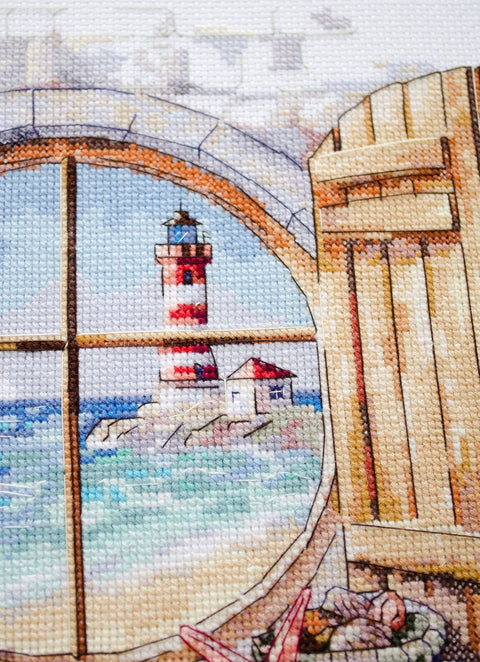 Cross Stitch Kit “Whisper of Wind” Decorative Scene, 14 Count White Canvas, 36 Colors, 27 x 26 cm, Abris Art