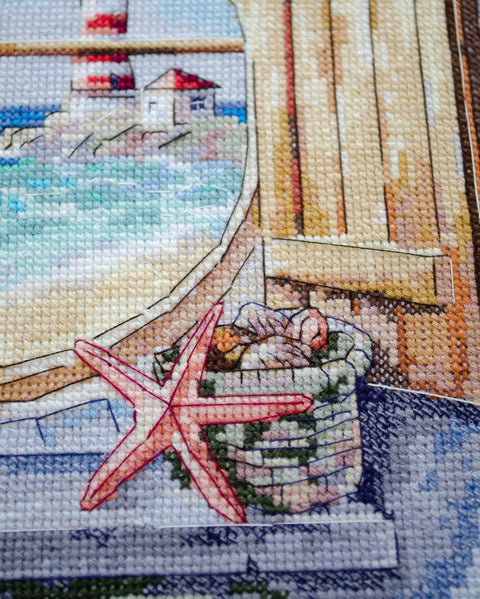 Cross Stitch Kit “Whisper of Wind” Decorative Scene, 14 Count White Canvas, 36 Colors, 27 x 26 cm, Abris Art
