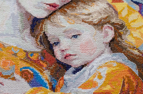 Cross Stitch Kit Unconditional Love People Design, 49 Colors, White 18 Count Aida, 27 x 27 cm, Abris Art