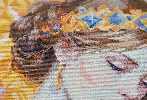 Cross Stitch Kit Unconditional Love People Design, 49 Colors, White 18 Count Aida, 27 x 27 cm, Abris Art