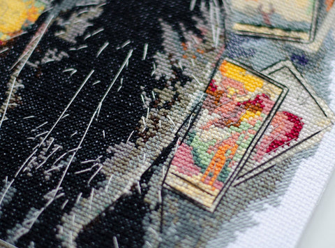 Cat Cross Stitch Kit, Abris Art “Nuojauta” Deco Scenes, 14 Count White Canvas, 19 x 28 cm, 29 Thread Colors