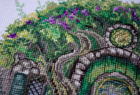 Cross Stitch Embroidery Kit, Enchanted Forest Fairy Theme, Abris Art, 20 x 21 cm, 14 Count White Canvas, 39 Colors