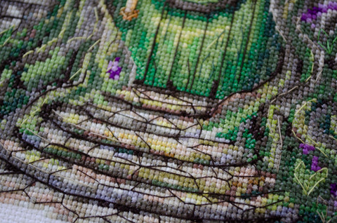 Cross Stitch Embroidery Kit, Enchanted Forest Fairy Theme, Abris Art, 20 x 21 cm, 14 Count White Canvas, 39 Colors