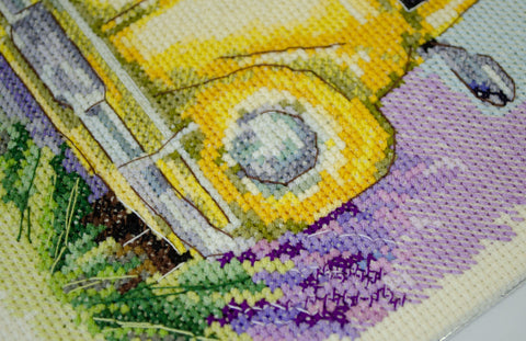 Cross Stitch Kit, Provence Landscape, 14 Count Ecru Canvas, 50 Thread Colors, 19 x 22 cm, Abris Art AAH-276
