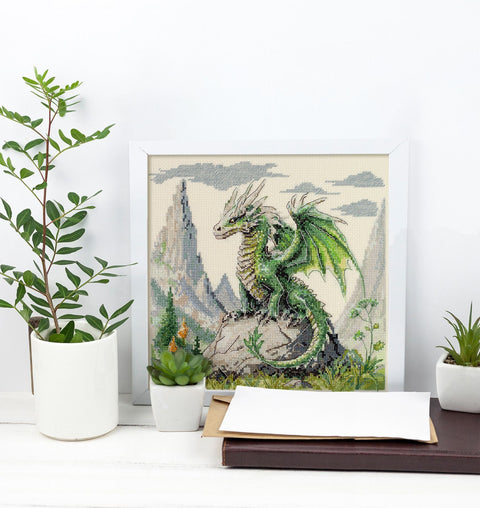 Cross Stitch Kit Mountain Landscape with Animal Motif, 14 Count Ecru Fabric, 35 Colors, 25 x 24 cm, Abris Art
