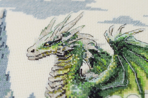 Cross Stitch Kit Mountain Landscape with Animal Motif, 14 Count Ecru Fabric, 35 Colors, 25 x 24 cm, Abris Art