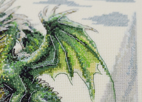 Cross Stitch Kit Mountain Landscape with Animal Motif, 14 Count Ecru Fabric, 35 Colors, 25 x 24 cm, Abris Art