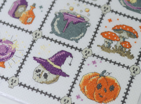 Cross Stitch Kit Witchcraft for Beginners, 14 Count White Canvas, 21 x 23 cm, 10 Colors, Abris Art
