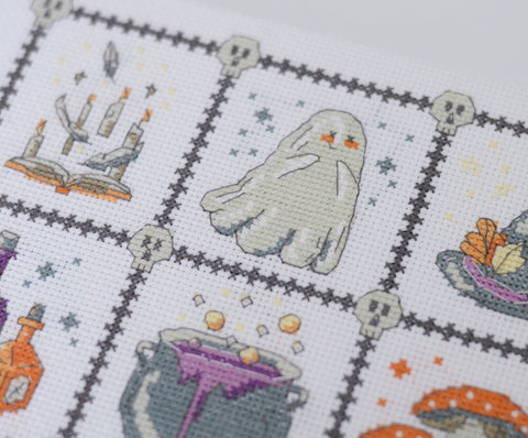Cross Stitch Kit Witchcraft for Beginners, 14 Count White Canvas, 21 x 23 cm, 10 Colors, Abris Art