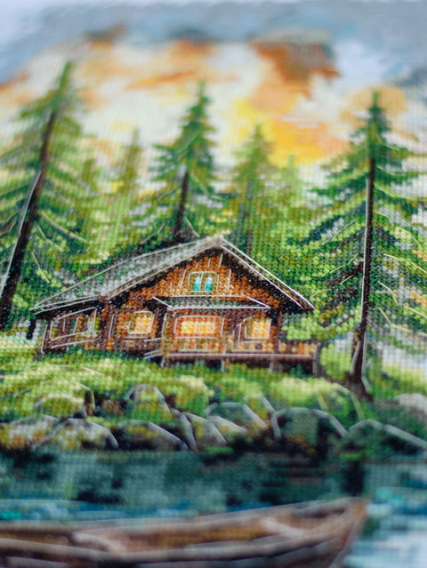 Cross Stitch Embroidery Kit Forest Silence, 53 Colors, 14 Count White Canvas, 20x35 cm, Abris Art AAH-286