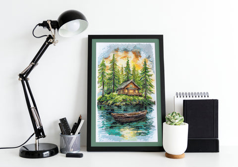 Cross Stitch Embroidery Kit Forest Silence, 53 Colors, 14 Count White Canvas, 20x35 cm, Abris Art AAH-286