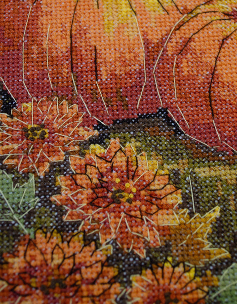 Cross Stitch Kit Autumn Garden, Abris Art, 20 Colors, 14 Count White Canvas, Finished Size 16x24 cm, Botanical Design
