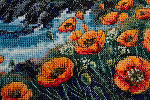 Cross Stitch Kit Quiet Colors, Nature Design, 23 x 26 cm, 14 Count White Canvas, 45 Colors, Abris Art