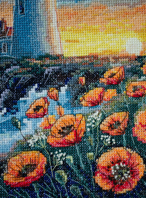 Cross Stitch Kit Quiet Colors, Nature Design, 23 x 26 cm, 14 Count White Canvas, 45 Colors, Abris Art