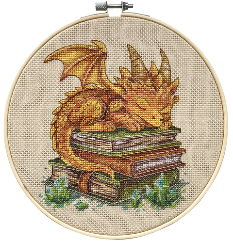 Guardian of Wisdom Cross Stitch Embroidery Kit, 14 Count Coffee Canvas, 13x15 cm, 26 Colors, Abris Art AAH-307