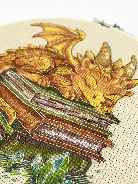 Guardian of Wisdom Cross Stitch Embroidery Kit, 14 Count Coffee Canvas, 13x15 cm, 26 Colors, Abris Art AAH-307