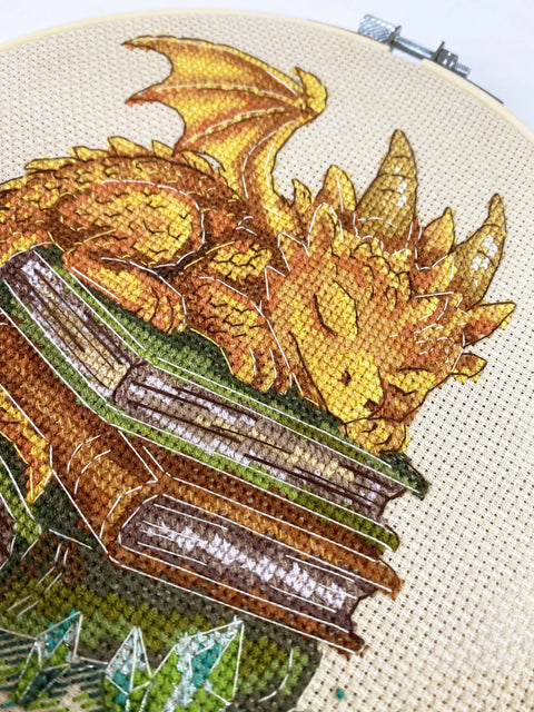 Guardian of Wisdom Cross Stitch Embroidery Kit, 14 Count Coffee Canvas, 13x15 cm, 26 Colors, Abris Art AAH-307