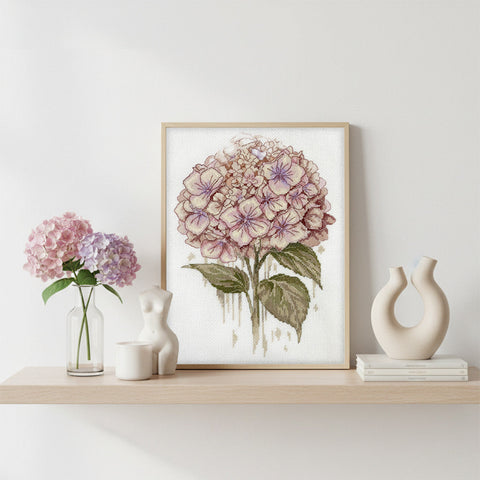 Cross Stitch Embroidery Kit, Delicate Flower, 14 Count White Canvas, 19 x 27 cm, 22 Thread Shades, Abris Art AAH-309