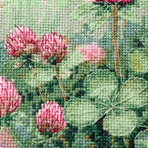 Cross Stitch Kit Sweet Clover Floral Design, 18 x 26 cm, Zweigart Aida 14 ct, 37 Colors, Abris Art