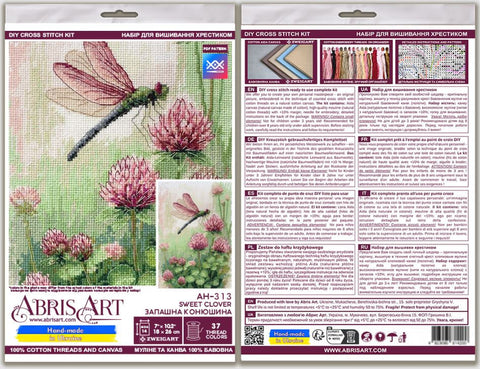 Cross Stitch Kit Sweet Clover Floral Design, 18 x 26 cm, Zweigart Aida 14 ct, 37 Colors, Abris Art
