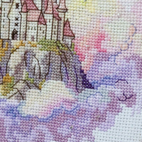 Cross Stitch Kit Abris Art Kingdom in the Sky, 18x18 cm, Zweigart Aida 14 Count, 33 Colors, Beads Included