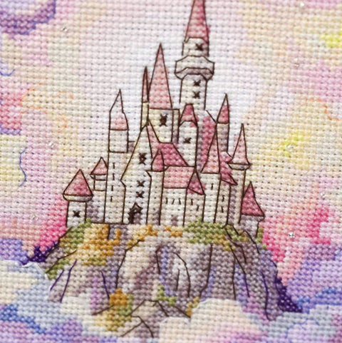 Cross Stitch Kit Abris Art Kingdom in the Sky, 18x18 cm, Zweigart Aida 14 Count, 33 Colors, Beads Included