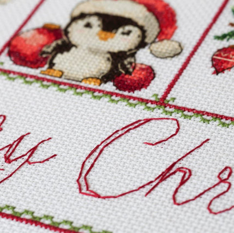 Christmas Cross Stitch Kit, 29 x 50 cm Finished Size, Abris Art, 26-Color Cotton Thread, Canvas, Needle and Instructions