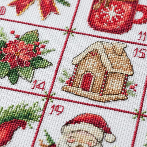 Christmas Cross Stitch Kit, 29 x 50 cm Finished Size, Abris Art, 26-Color Cotton Thread, Canvas, Needle and Instructions