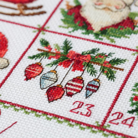 Christmas Cross Stitch Kit, 29 x 50 cm Finished Size, Abris Art, 26-Color Cotton Thread, Canvas, Needle and Instructions