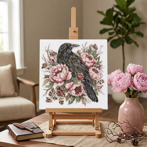 Cross Stitch Kit Secret Garden Animal Theme, 22×22 cm, Zweigart Aida 14 Count, 33-Color Cotton Floss, Abris Art