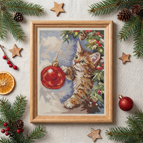 Cross Stitch Kit Abris Art Animal Theme, 17×22 cm, Zweigart Aida 14 Count, 37 Colors, Cotton Embroidery Floss