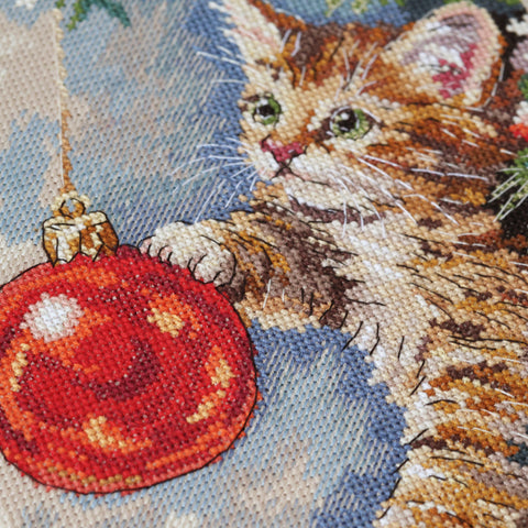 Cross Stitch Kit Abris Art Animal Theme, 17×22 cm, Zweigart Aida 14 Count, 37 Colors, Cotton Embroidery Floss