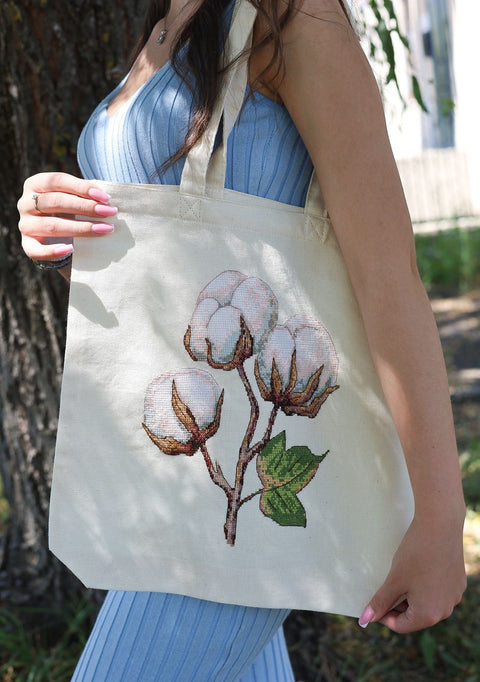 Cross Stitch Embroidery Kit Shopping Bag, Abris Art “Būties Lengvumas,” 38 x 42 cm, 18 Thread Colors, 44 m Thread