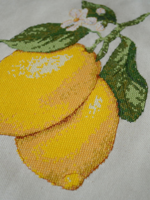 Embroidery Kit Shopper Bag, Cross Stitch Design in Yellow Tones, Abris Art, 38 x 42 cm, 14-Color Floss Set