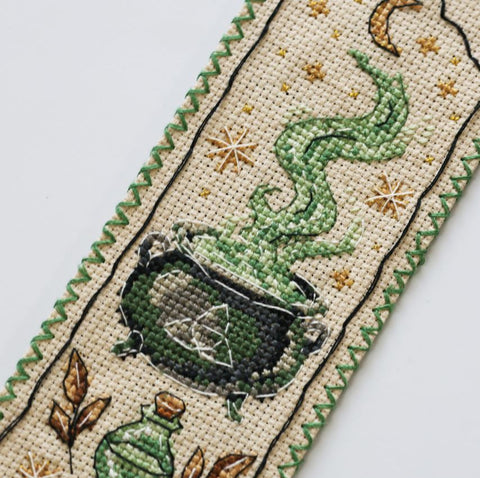 Cross Stitch Bookmark Kit, The Power of Three Design, Abris Art, Zweigart Aida 14 ct, 6.5×18 cm, 14 Thread Colors, Tassel Included