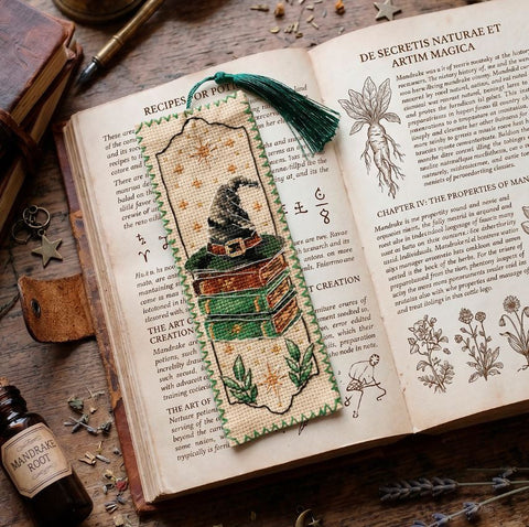 Cross Stitch Bookmark Kit, The Power of Three Design, Abris Art, Zweigart Aida 14 ct, 6.5×18 cm, 14 Thread Colors, Tassel Included