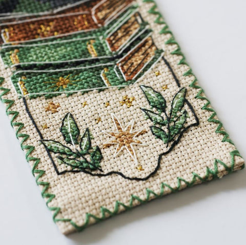 Cross Stitch Bookmark Kit, The Power of Three Design, Abris Art, Zweigart Aida 14 ct, 6.5×18 cm, 14 Thread Colors, Tassel Included