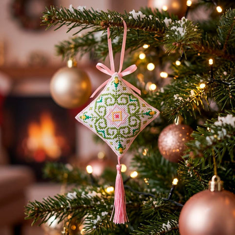 3D Christmas Cross Stitch Kit, Morning Star Ornament, Abris Art, Zweigart Aida 14 ct, 7.7 cm, 5-Color Embroidery Set