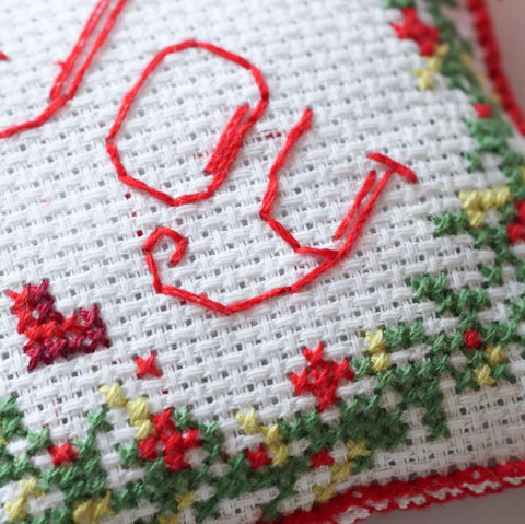 3D Christmas Cross Stitch Ornament Kit, Christmas Joy, Zweigart Aida 14 ct, 7.7 cm, Abris Art