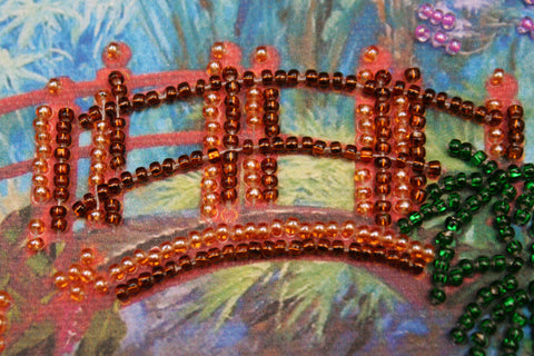 Mini Bead Embroidery Kit, In the Forest Thicket, 15 x 15 cm Canvas, 1040 Beads, 9 Colors, Abris Art