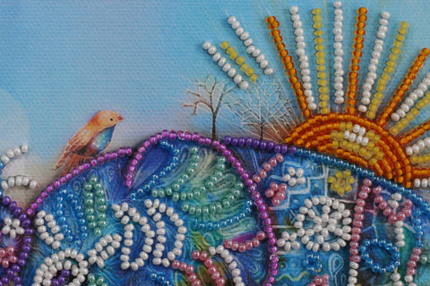 Mini Bead Embroidery Kit, Neon Elephant Design, 15 x 15 cm, 1,721 Beads, 11 Colors, Abris Art