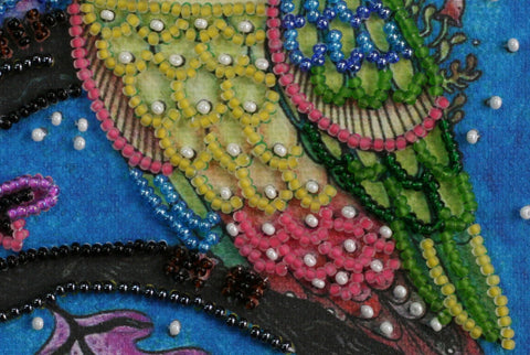 Mini Bead Embroidery Kit, Night Owl Pair, 15x15 cm Canvas, 2081 Beads, 13 Colors, Abris Art