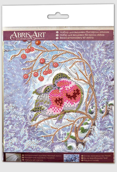 Mini Bead Embroidery Kit with Animal Motif, Warmth Together, 15x15 cm, Abris Art, 12 Colors, 2018 Beads