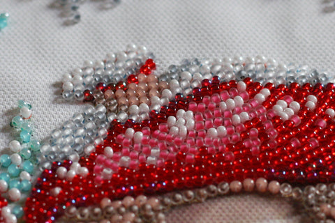 Mini Bead Embroidery Kit Winter Magic, Abris Art, 15 x 15 cm Canvas, 1556 Beads in 13 Colors, Winter Fairy Tale Theme